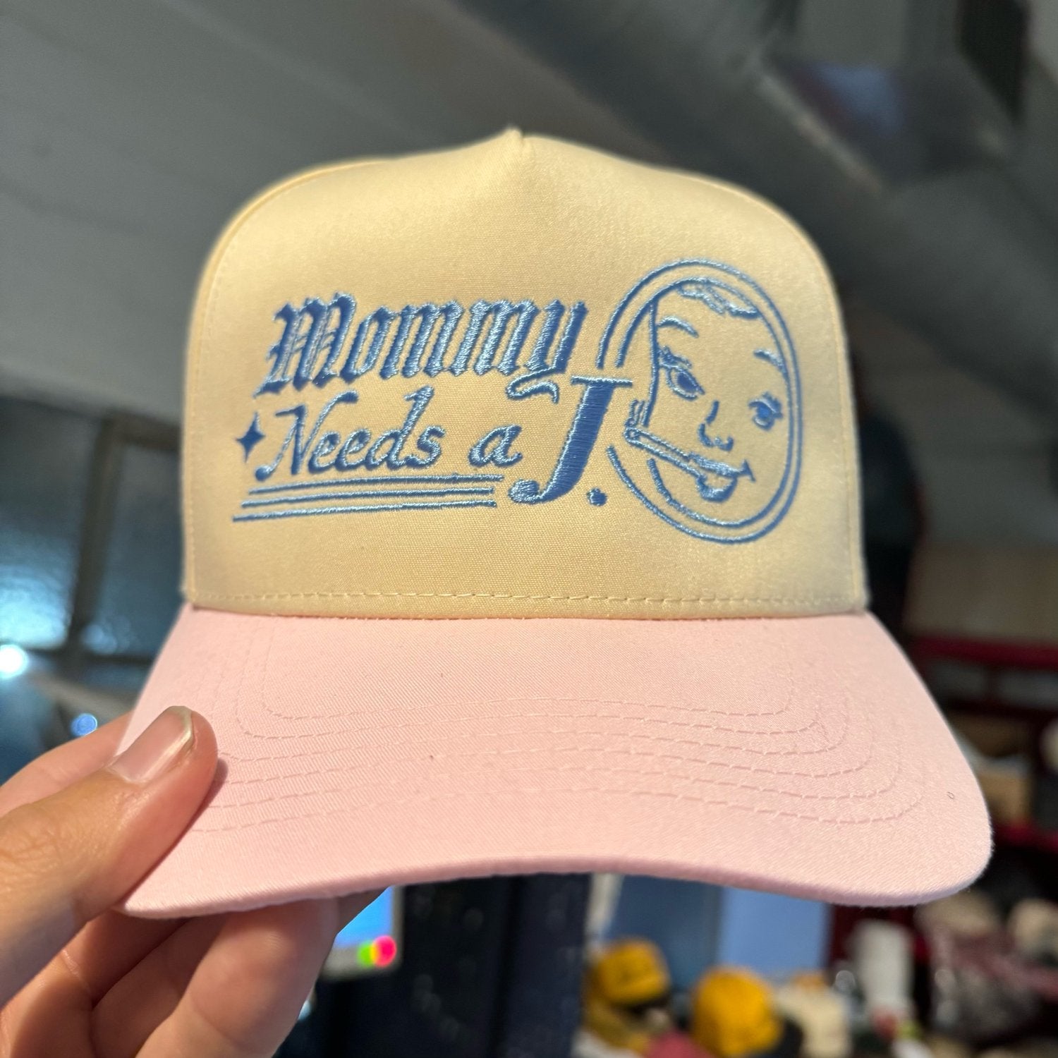 'Mommy Needs a J’ Hat - Pink/Blue