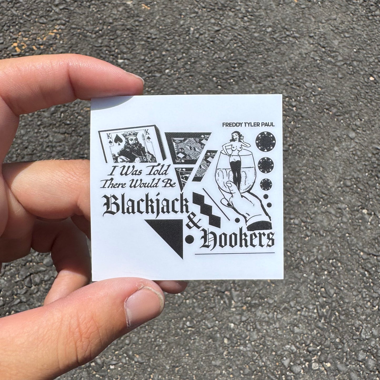 'Blackjack & Hookers' Little Sticker