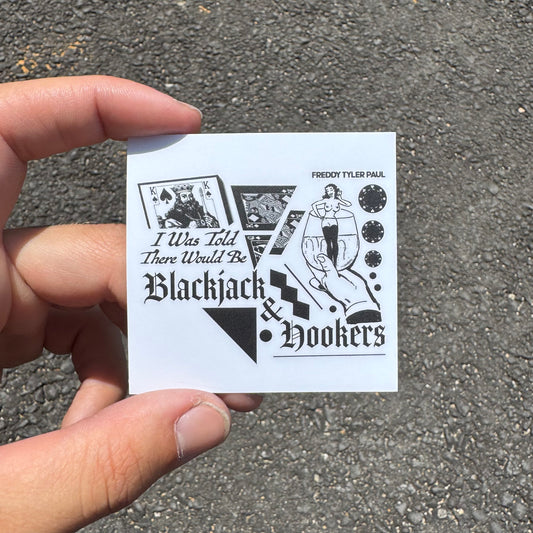 'Blackjack & Hookers' Little Sticker