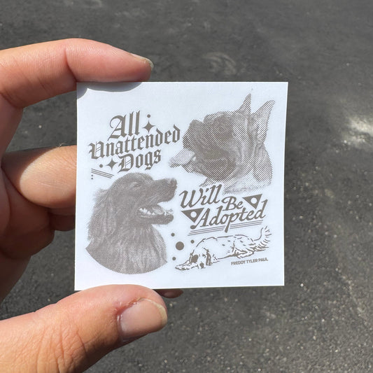 'Unattended Dogs' Little Sticker