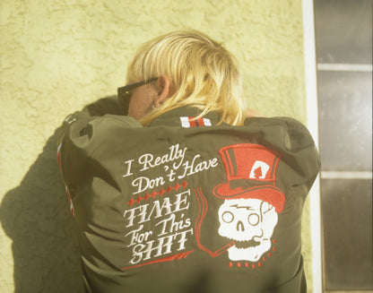 'No Time For This Shit' Dom Taped Bomber Jacket